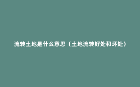 流转土地是什么意思（土地流转好处和坏处）