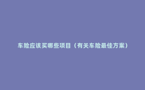 车险应该买哪些项目（有关车险最佳方案）