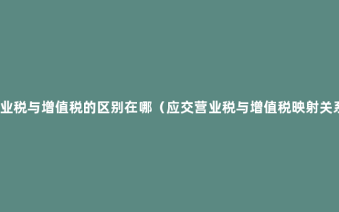营业税与增值税的区别在哪（应交营业税与增值税映射关系）