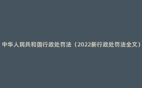 中华人民共和国行政处罚法（2022新行政处罚法全文）