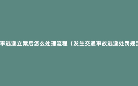 肇事逃逸立案后怎么处理流程（发生交通事故逃逸处罚规定）