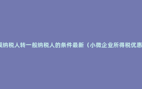 小规模纳税人转一般纳税人的条件最新（小微企业所得税优惠政策）