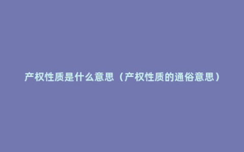 产权性质是什么意思（产权性质的通俗意思）