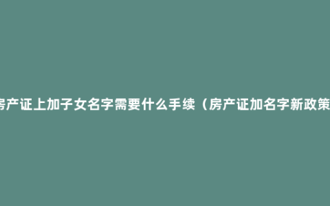 房产证上加子女名字需要什么手续（房产证加名字新政策）