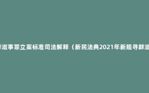 寻衅滋事罪立案标准司法解释（新民法典2021年新规寻衅滋事）