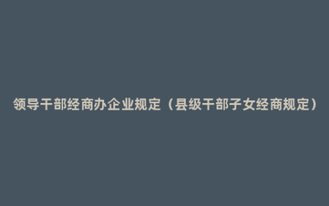 领导干部经商办企业规定（县级干部子女经商规定）