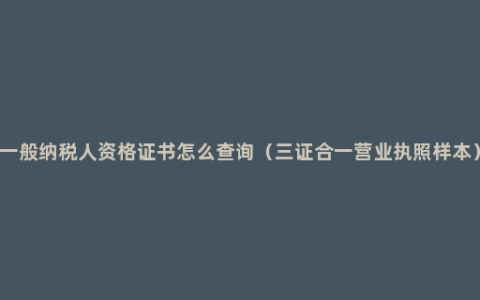 一般纳税人资格证书怎么查询（三证合一营业执照样本）