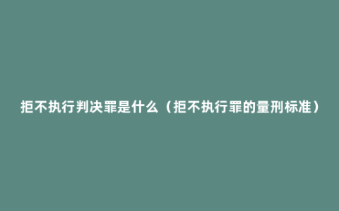 拒不执行判决罪是什么（拒不执行罪的量刑标准）