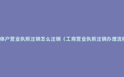 个体户营业执照注销怎么注销（工商营业执照注销办理流程）