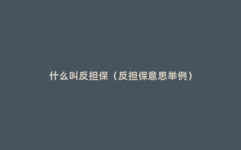 什么叫反担保（反担保意思举例）
