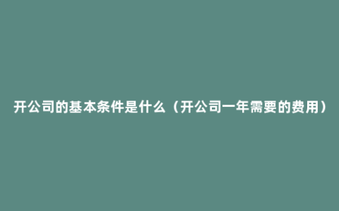 开公司的基本条件是什么（开公司一年需要的费用）