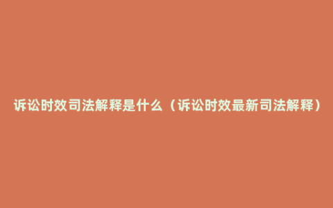 诉讼时效司法解释是什么（诉讼时效最新司法解释）