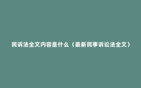 民诉法全文内容是什么（最新民事诉讼法全文）