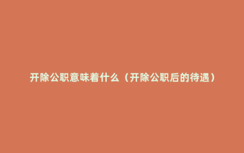 开除公职意味着什么（开除公职后的待遇）