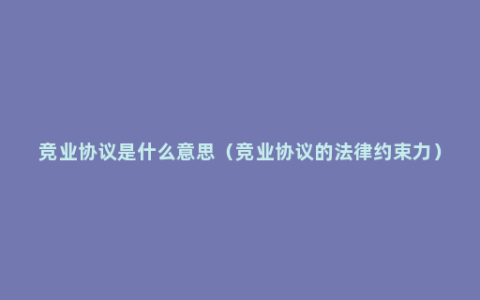 竞业协议是什么意思（竞业协议的法律约束力）