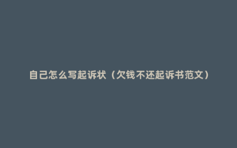 自己怎么写起诉状（欠钱不还起诉书范文）