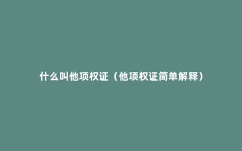 什么叫他项权证（他项权证简单解释）