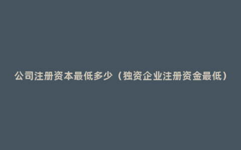 公司注册资本最低多少（独资企业注册资金最低）