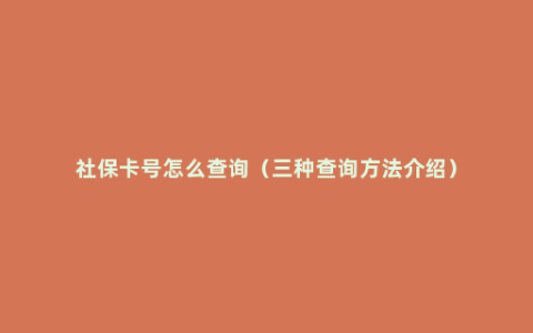 社保卡号怎么查询（三种查询方法介绍）