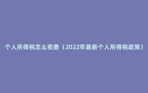 个人所得税怎么收费（2022年最新个人所得税政策）