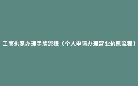 工商执照办理手续流程（个人申请办理营业执照流程）