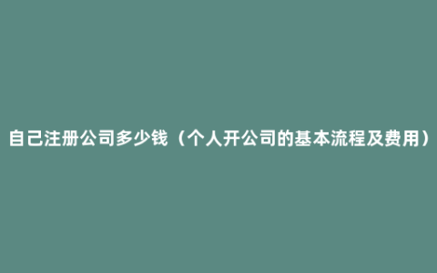 自己注册公司多少钱（个人开公司的基本流程及费用）
