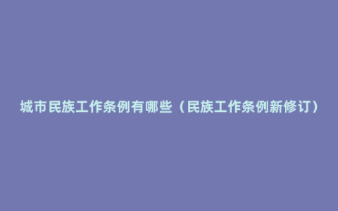 城市民族工作条例有哪些（民族工作条例新修订）
