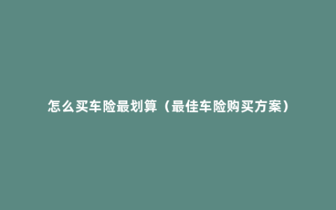 怎么买车险最划算（最佳车险购买方案）