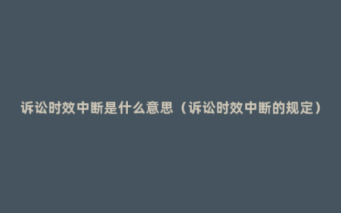 诉讼时效中断是什么意思（诉讼时效中断的规定）