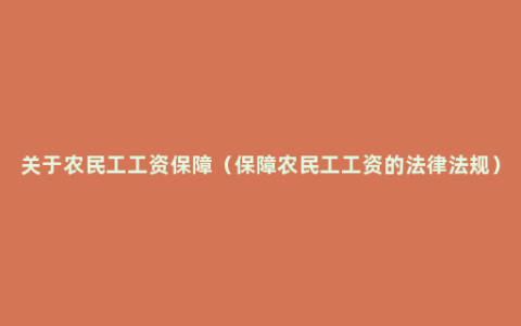 关于农民工工资保障（保障农民工工资的法律法规）