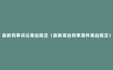 最新民事诉讼案由规定（最新案由民事案件案由规定）