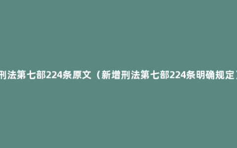刑法第七部224条原文（新增刑法第七部224条明确规定）