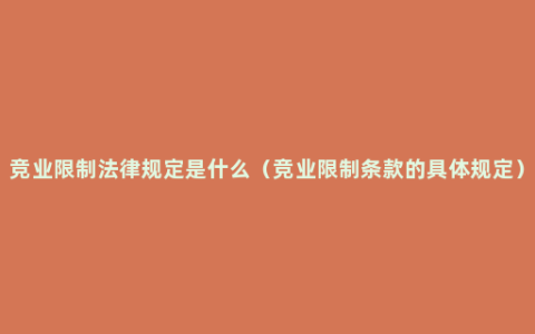 竞业限制法律规定是什么（竞业限制条款的具体规定）