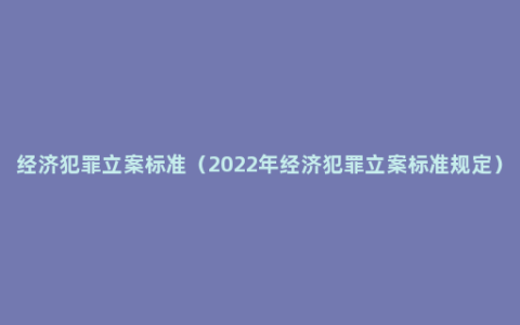 经济犯罪立案标准（2022年经济犯罪立案标准规定）