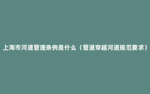 上海市河道管理条例是什么（管道穿越河道规范要求）