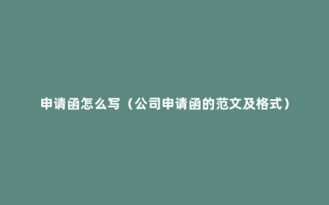 申请函怎么写（公司申请函的范文及格式）