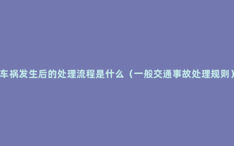车祸发生后的处理流程是什么（一般交通事故处理规则）