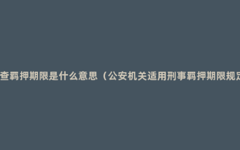 侦查羁押期限是什么意思（公安机关适用刑事羁押期限规定）