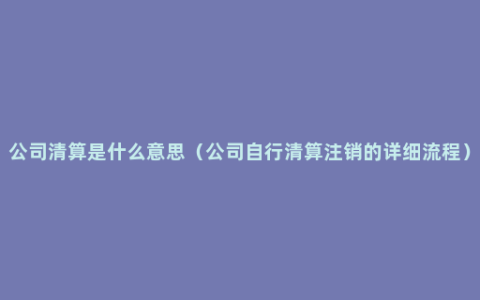 公司清算是什么意思（公司自行清算注销的详细流程）