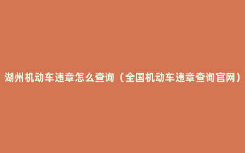 湖州机动车违章怎么查询（全国机动车违章查询官网）