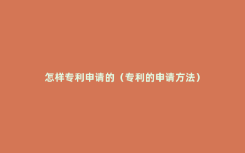 怎样专利申请的（专利的申请方法）