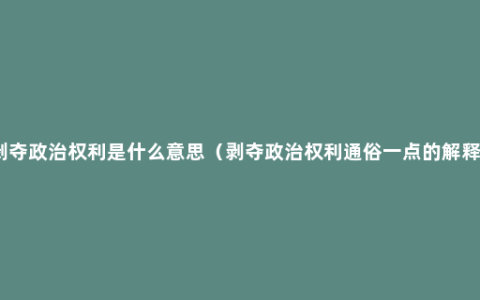 剥夺政治权利是什么意思（剥夺政治权利通俗一点的解释）