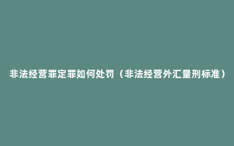 非法经营罪定罪如何处罚（非法经营外汇量刑标准）