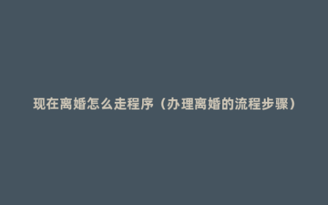 现在离婚怎么走程序（办理离婚的流程步骤）