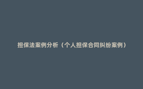 担保法案例分析（个人担保合同纠纷案例）