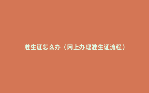 准生证怎么办（网上办理准生证流程）