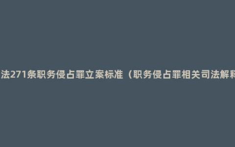 刑法271条职务侵占罪立案标准（职务侵占罪相关司法解释）