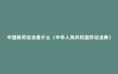 中国新劳动法是什么（中华人民共和国劳动法典）