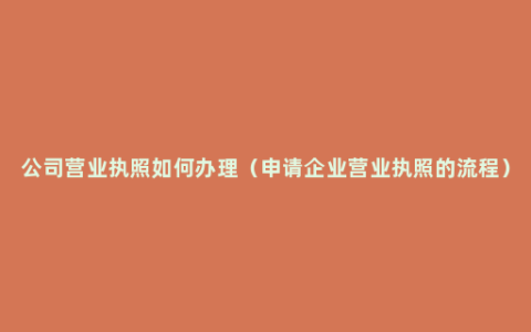 公司营业执照如何办理（申请企业营业执照的流程）