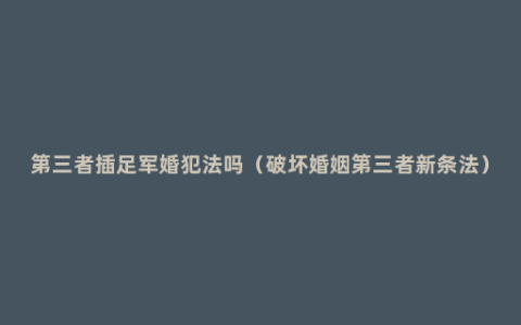 第三者插足军婚犯法吗（破坏婚姻第三者新条法）